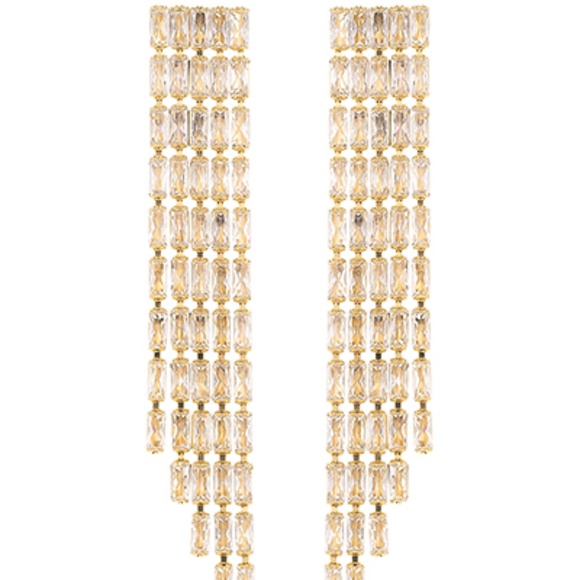 5 Line Baguette Drop Earrings - Picture 1 of 2